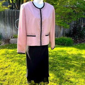 VTG Adrianna Papell Skirt Set- Silk beaded trim- wedding/special events Sz 12